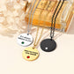 Engraved Name Round Tag Disc Necklace with Birthstone