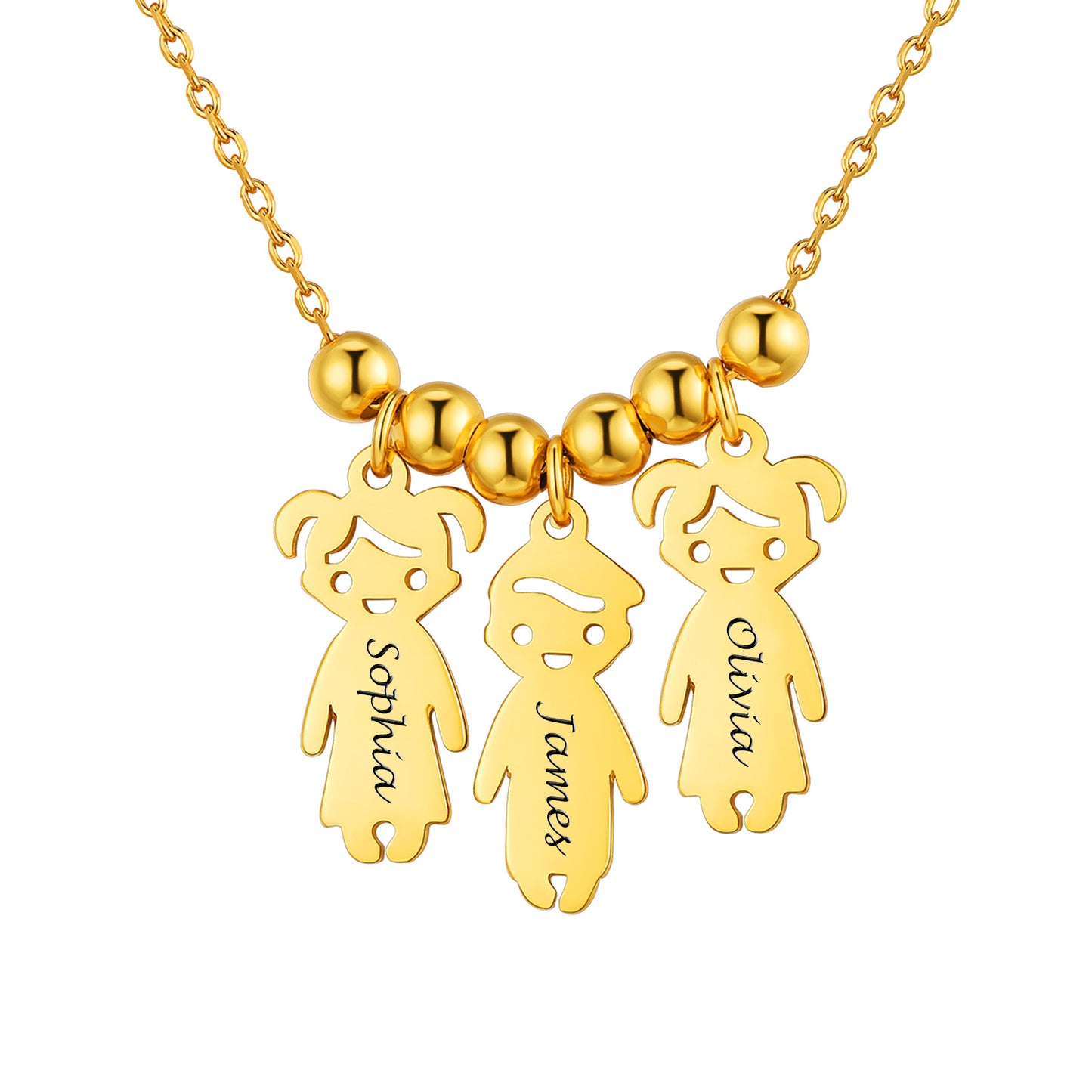 Gold 3 children necklace for mom