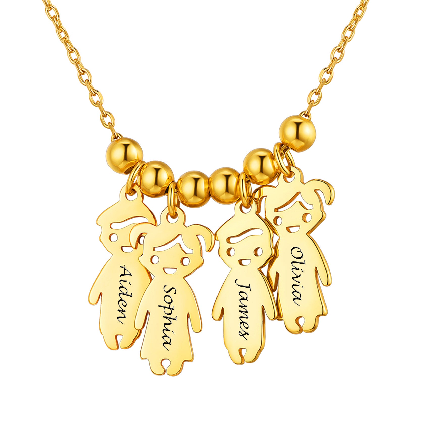 4 children necklace for mom gold