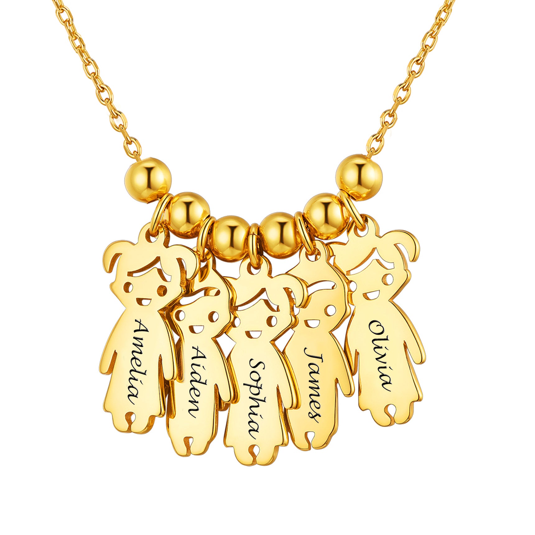5 children necklace for mom gold