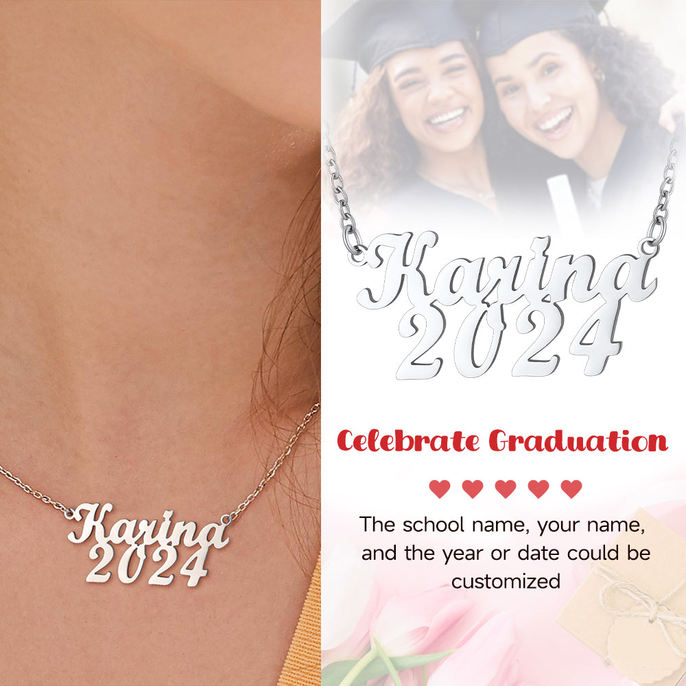 Personalized Birth Year Name Necklaces