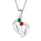 Personalized Footprint Family Birthstone Necklace for Mom
