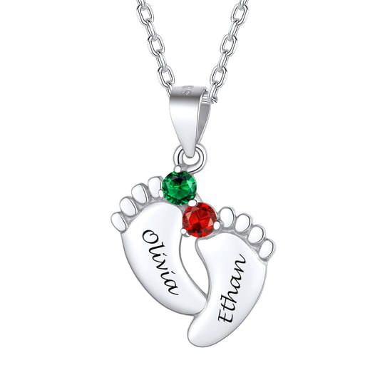 Collier pendentif empreinte de pieds de bébé personnalisé, collier mère-enfant 