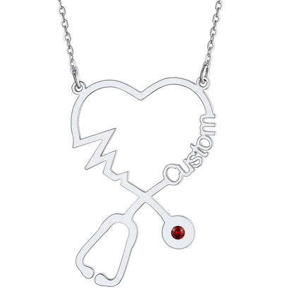 Personalized Stethoscope Heart Name Necklace