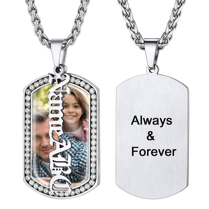 Personalized Name Picture Dog Tag Military Necklace