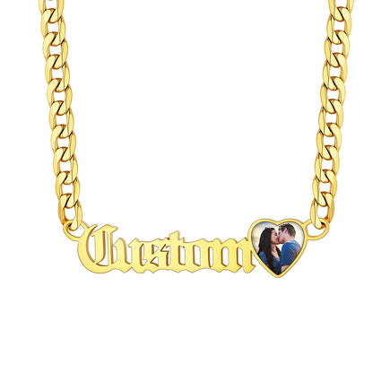 Personalized Name Cuban Chain Picture Necklace for Men Women 6MM
