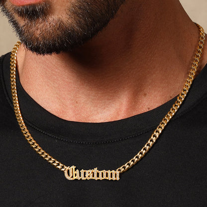 Personalized CZ Nameplated Cuban Chain Necklace 4MM