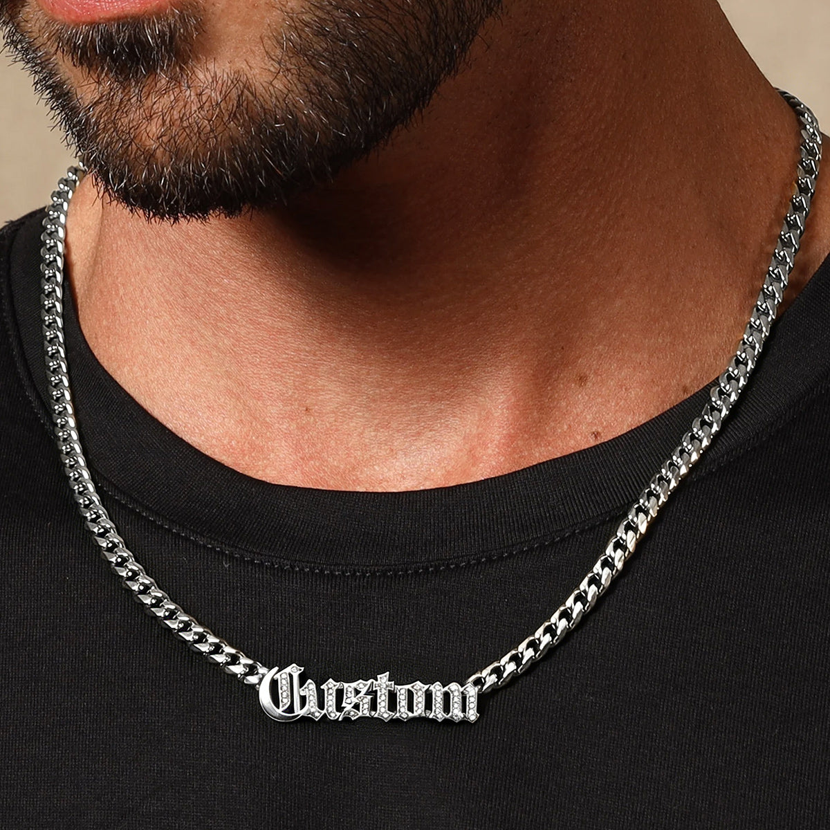 Personalized CZ Nameplated Cuban Chain Necklace 4MM