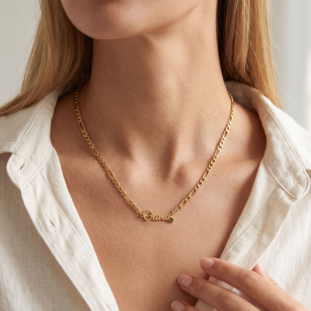 Collier infini personnalisé en argent sterling avec pierre de naissance en forme de cœur