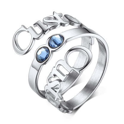 Personalized Birthstone Name Rings For Women Men