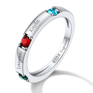 Sterling Silver Custom Mother's Birthstone Rings For Women