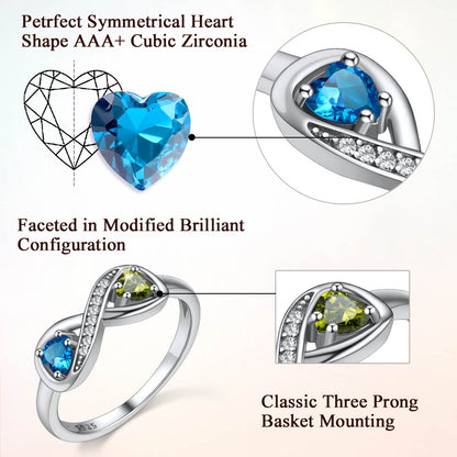 Sterling Silver Personalized Birthstone Infinity Ring with Names
