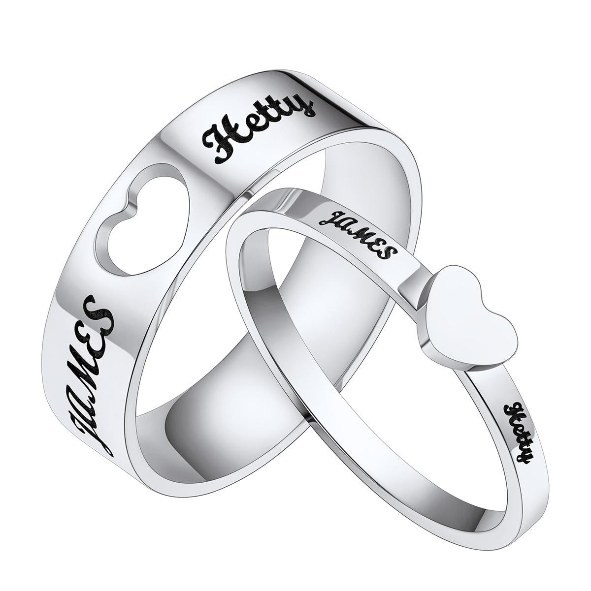 Mathcing Promise Rings Heart Matching Promise Rings for Couples Stainless Steel – BIRTHSTONES ...