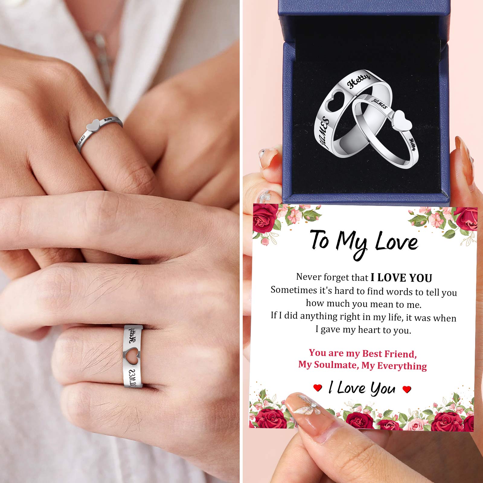 Promise Rings Same Heart Matching Promise Rings for Couples Stainless Steel – BIRTHSTONES ...