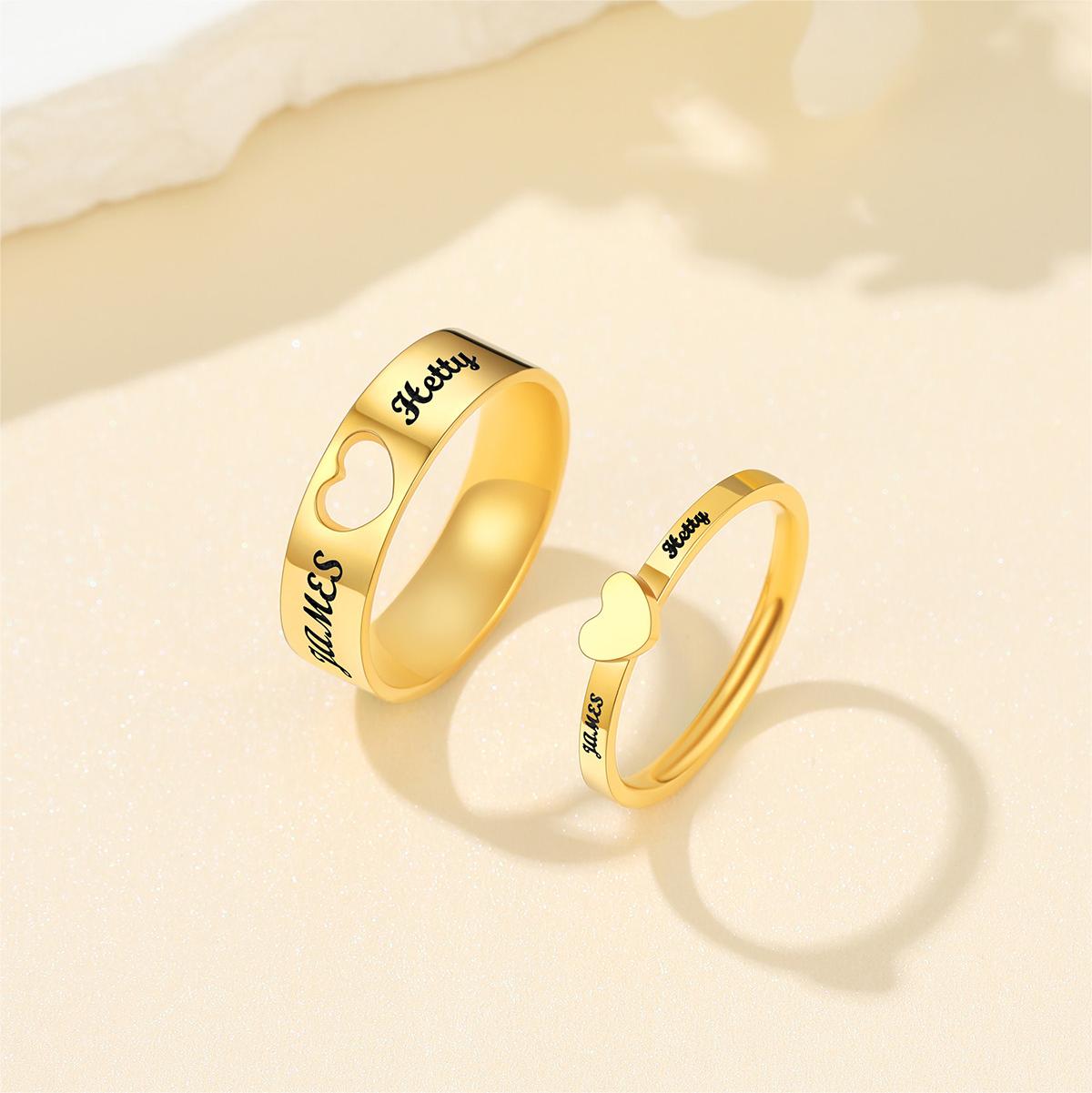 Dolly Engraved Gold Couple Name Rings