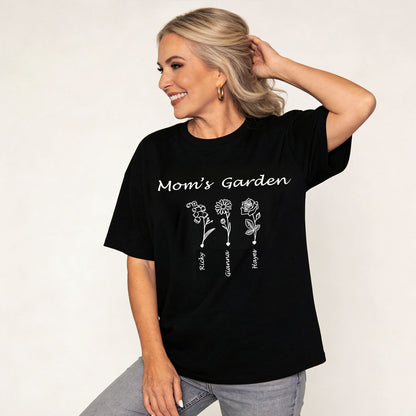 Custom Name Garden Flower T Shirt for Mom 1-5 Names