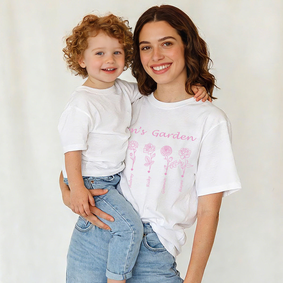 Custom Name Garden Flower T Shirt for Mom 1-5 Names