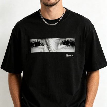 Custom Look Into My Eyes Photo T Shirt Personalized Eye Print Tee