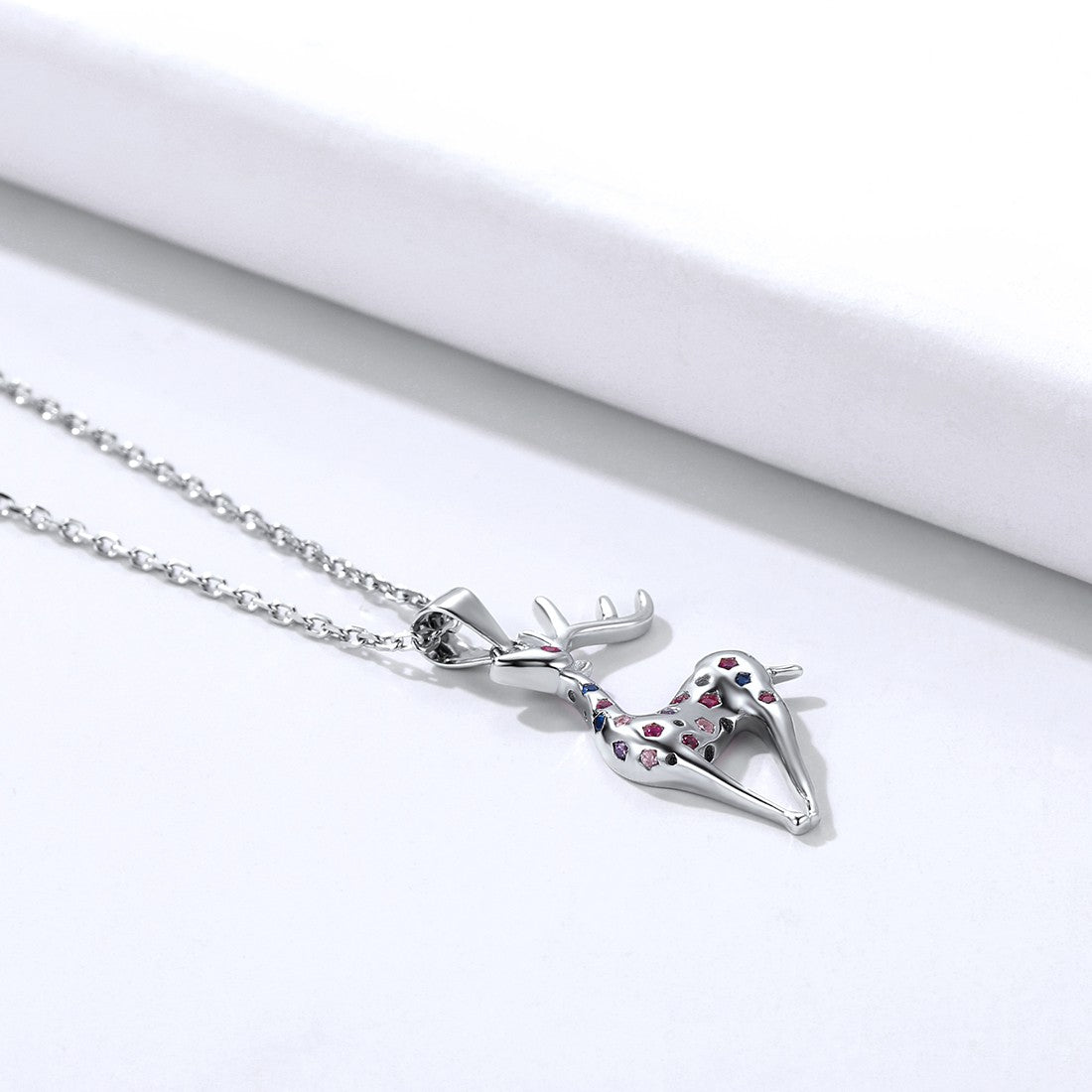 ⚡Flash Sale 925 Sterling Silver Xmas Sika Deer Pendant Necklace