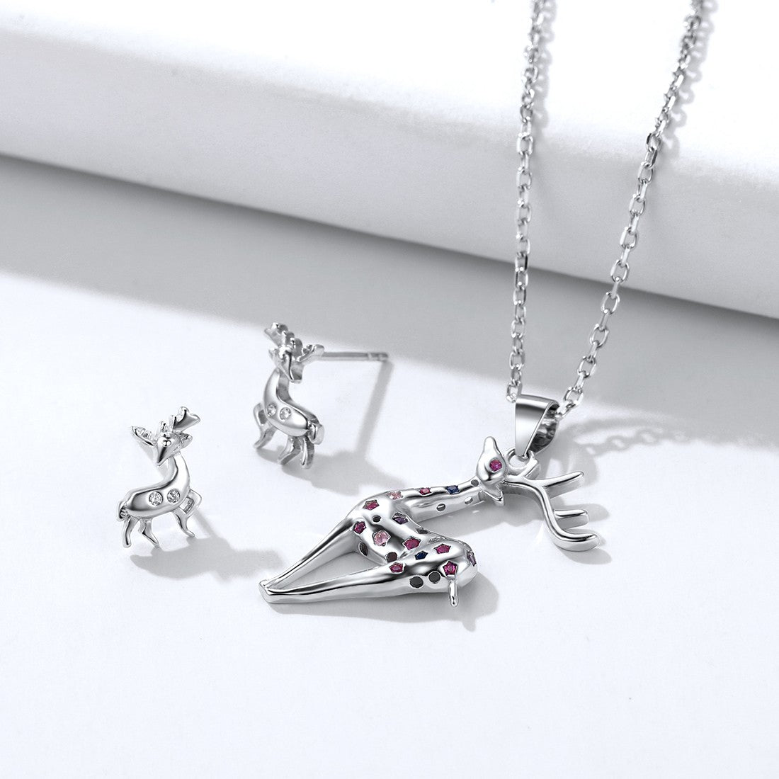 ⚡Flash Sale 925 Sterling Silver Xmas Sika Deer Pendant Necklace