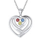 Personalized Sterling Silver Birthstone Heart Necklace