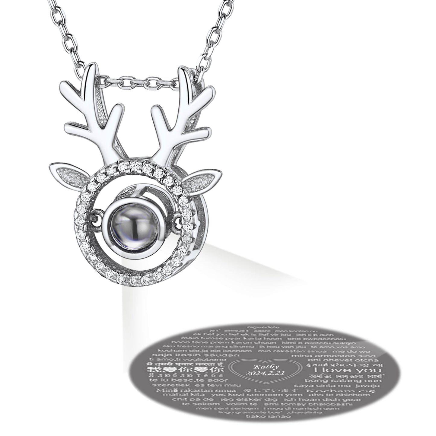 Personalized Antler Projection Necklace in Sterling Silver