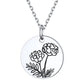 Personalized Birth Month Flower Disc Coin Necklace for Women