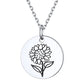 Personalized Birth Month Flower Disc Coin Necklace for Women