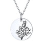 Personalized Birth Month Flower Disc Coin Necklace for Women