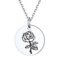 Personalized Birth Month Flower Disc Coin Necklace for Women