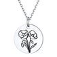 Personalized Birth Month Flower Disc Coin Necklace for Women