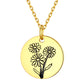 Personalized Birth Month Flower Disc Coin Necklace for Women