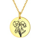 Personalized Birth Month Flower Disc Coin Necklace for Women