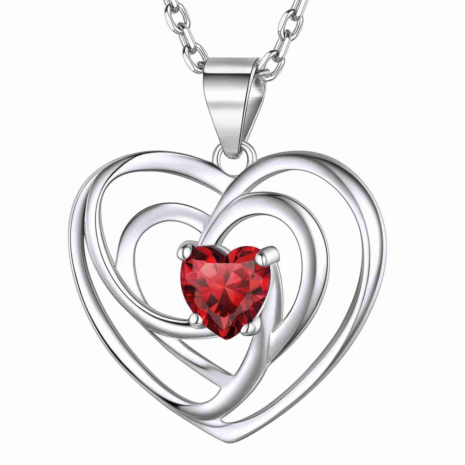 Sterling Birthstone Heart Necklace