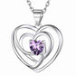 Sterling Silver Birthstone Heart Necklace For Women Girls