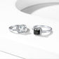 Sterling Silver Square Black Cubic Zirconia Gemstone Rings For Women