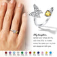 Adjustable 925 Sterling Silver CZ Butterfly Ring with Heart Birthstone