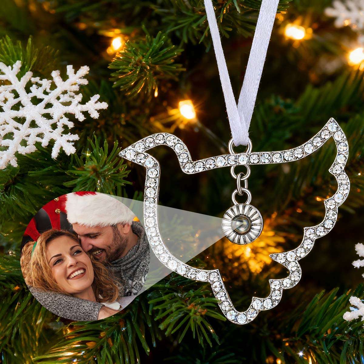 CZ Dove Projection Christmas Ornaments For Family Lover