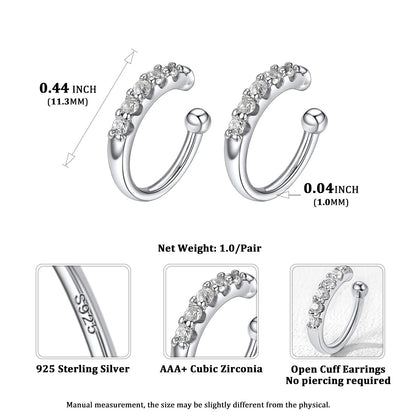 CZ Ear Cuff Clip on Earrings Dimension, Hypoallergenic