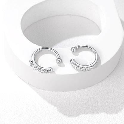 CZ Ear Cuff Clip on Earrings in Sterling Silver 