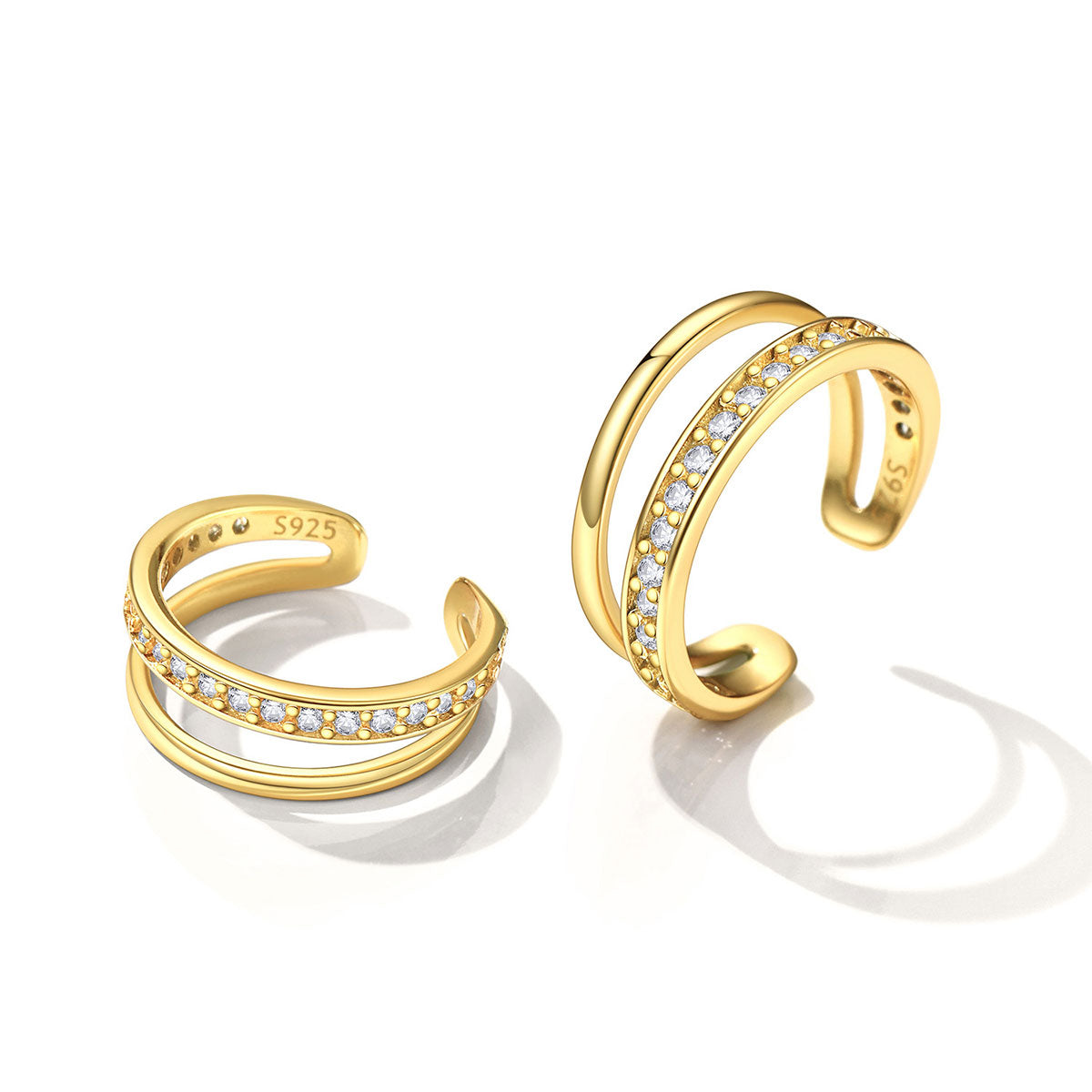 CZ Ear Cuff Earrings Clip On Earrings Gold Plated