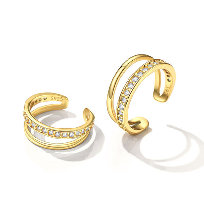 CZ Ear Cuff Earrings Clip On Earrings Gold Plated