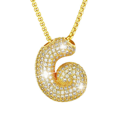 CZ Gold Bubble Letter G Necklace