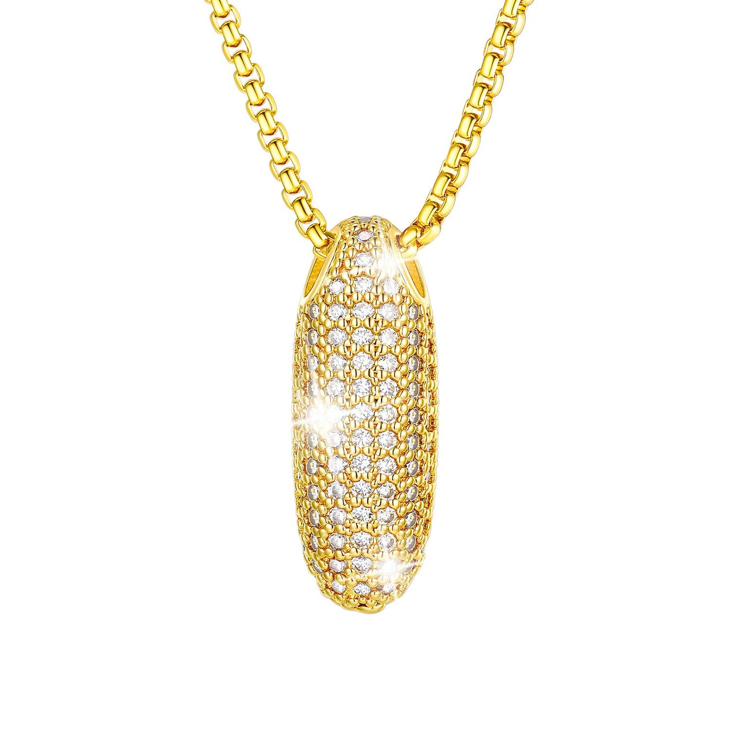 CZ Gold Bubble Letter I Necklace