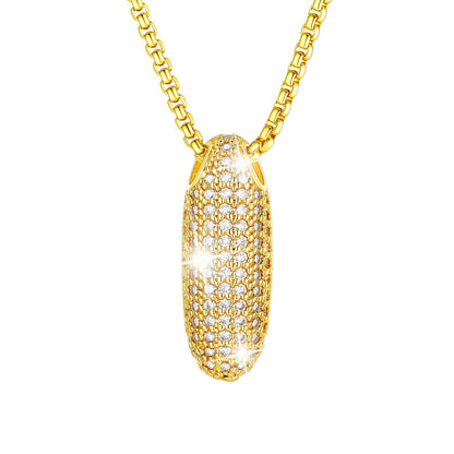 CZ Gold Bubble Letter I Necklace