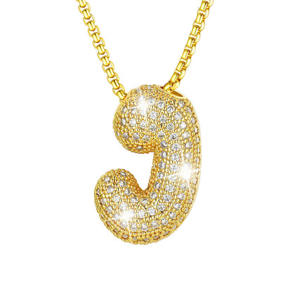 CZ Gold Bubble Letter J Necklace