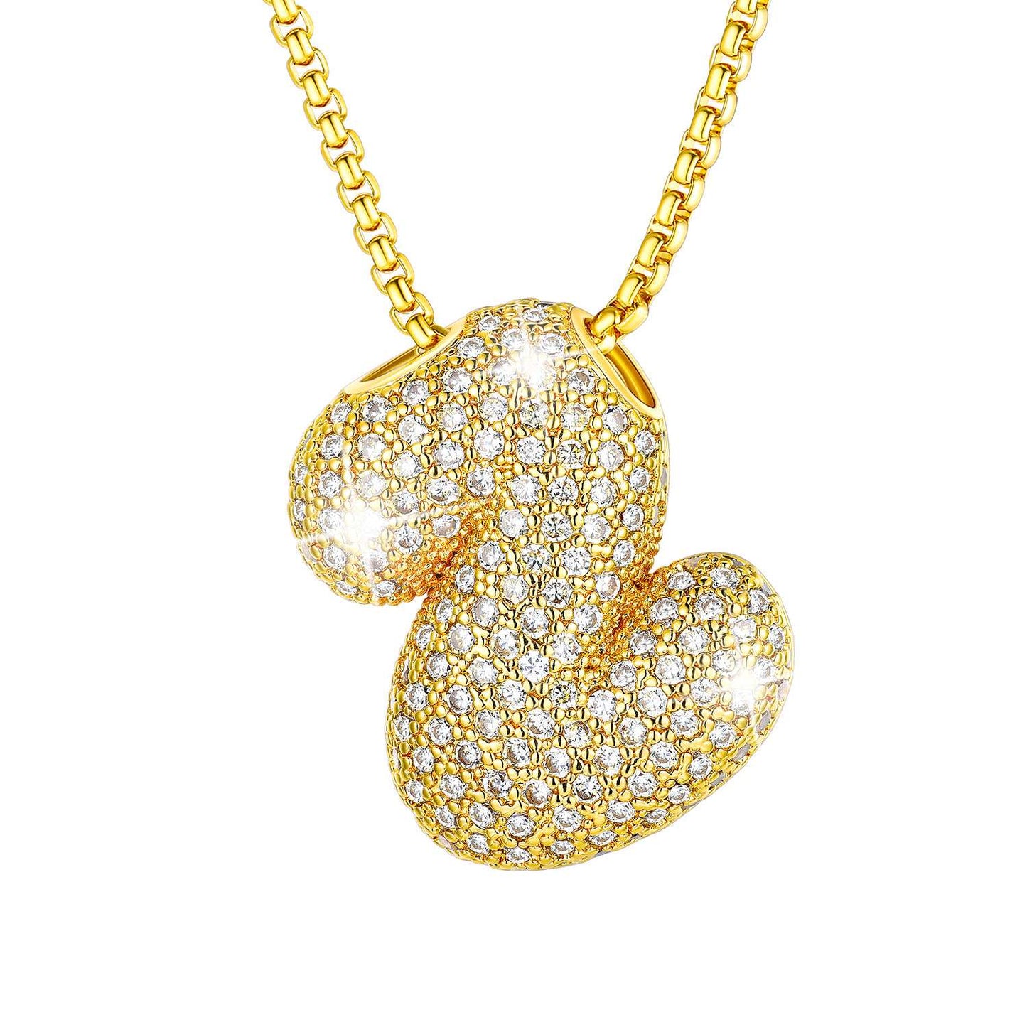 CZ Gold Bubble Letter Z Necklace