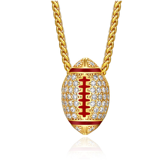 CZ Gold Rugby Necklaces Sport Necklaces for Men