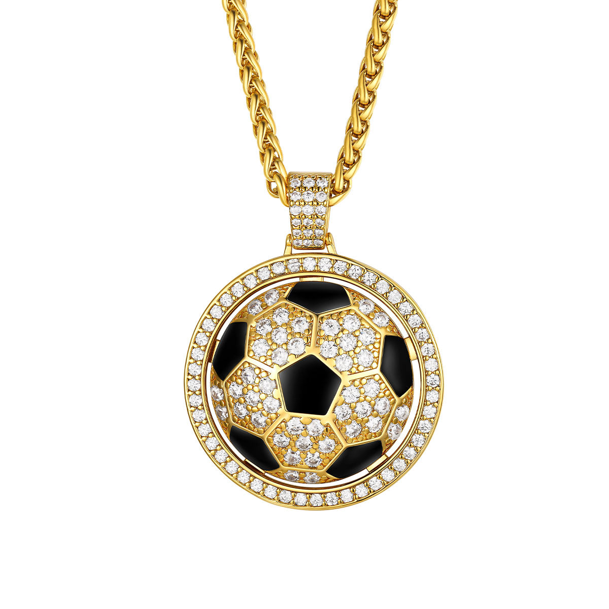 CZ Spinning Soccer Necklaces Sport Necklaces