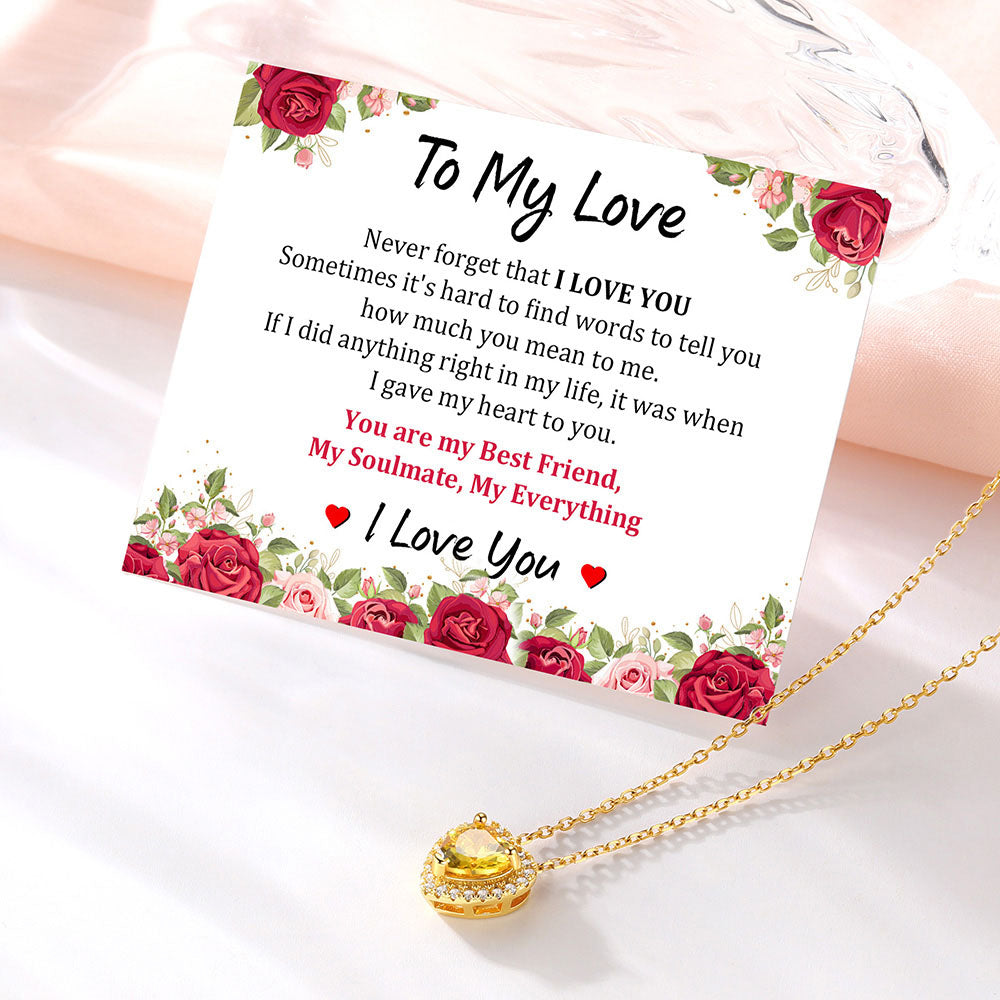 CZ Heart Birthstone Necklace for love